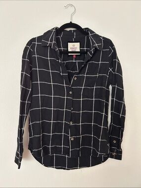 Women's Black Windowpane Button-Up Shirt